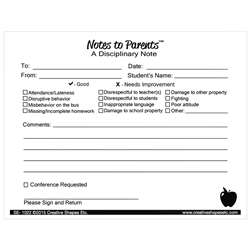 Notes To Parents Disciplinary, SE-1022