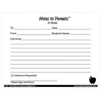 Notes To Parents Blank Note, SE-1023