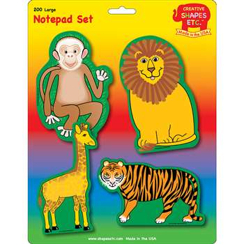 Creative Shapes Notepad Zoo Animals Set Large By Creative Shapes Etc