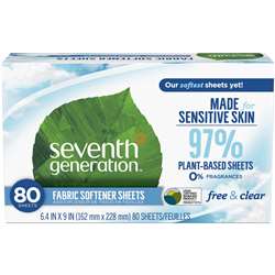 Seventh Generation Free & Clear Fabric Softener Sheets - SEV44930