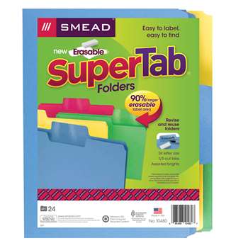 Smead 24Pk Supertab Letter Size Folders Assorted C, SMD10480