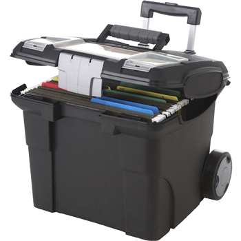 Storex Portable File Box On Wheels, STX61507U01C