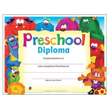 Preschool Diploma Furry Friends By Trend Enterprises