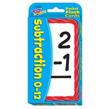 Pocket Flash Cards 56-Pk 3 X 5 Subtraction Two-Sided Cards By Trend Enterprises