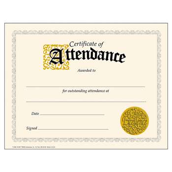 Classic Certificate Of 30/Pk Attendance 8-1/2 X 11 By Trend Enterprises