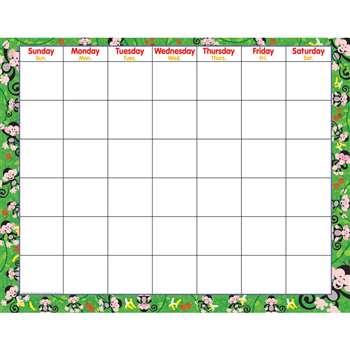 Monkey Mischief Wipe-Off Monthly Calendar Grid By Trend Enterprises