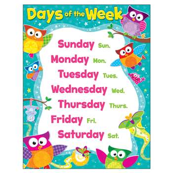 Owl Days Of The Week Learning Chart By Trend Enterprises