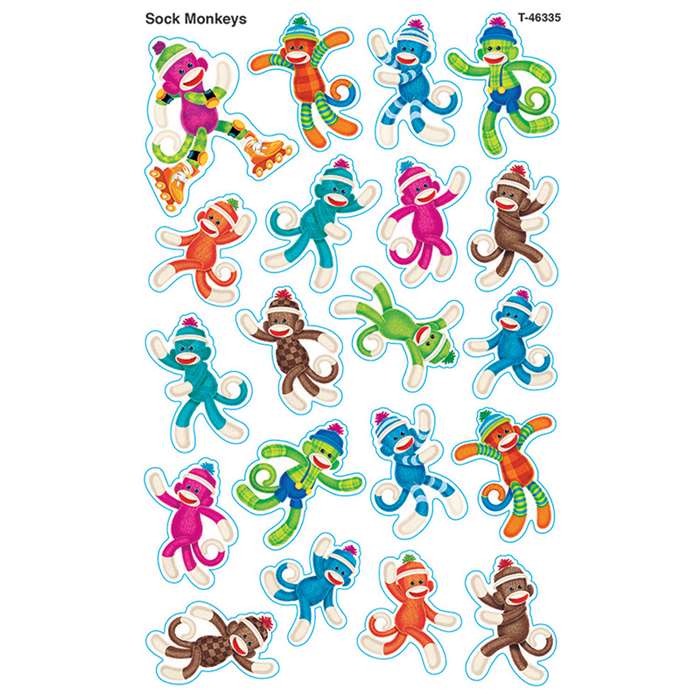 Sock Monkeys Supershapes Stickers Large, T-46335