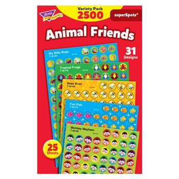 Animal Friends Super Spots Stickers Variety Pk By Trend Enterprises