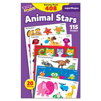 Animal Star Lg Variety Pack Stickers Supershapes, T-46928