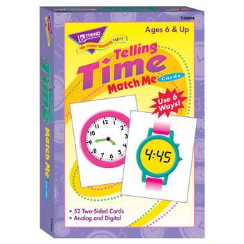 Match Me Cards Telling Time 52/Box Two-Sided Cards Ages 6 & Up By Trend Enterprises