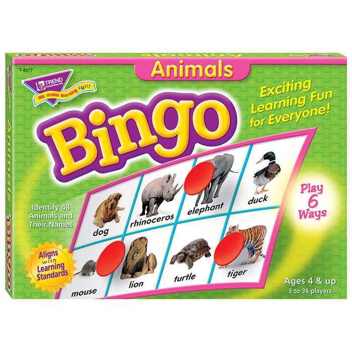 Animals Bingo Game By Trend Enterprises