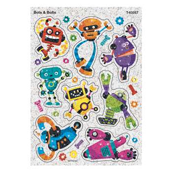 Bots & Bolts Sparkle Stickers 16 Ct, T-63357