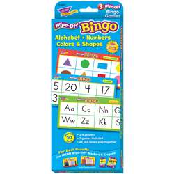 Alphabet Numbers Colors & Shapes Wipe Off Bingo, T-6601
