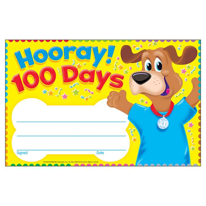 Hooray 100 Days Happy Hound Recognition Awards By Trend Enterprises
