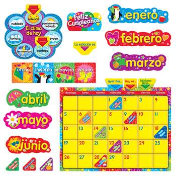 Wipe Off Stars N Swirls Calendar Cling Spanish Bulletin Board Set By Trend Enterprises