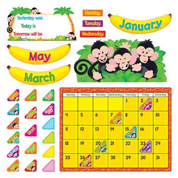 Monkey Mischief Calendar Bulletin Board Set By Trend Enterprises