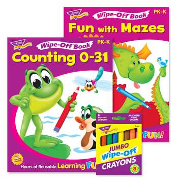 Counting & Mazes Reusable Books & Crayons, T-90918