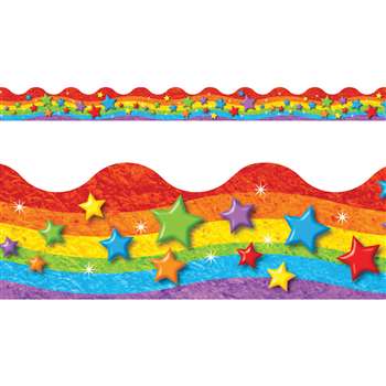 Rainbow & Stars Trimmers Scalloped Edge 12/Pk 2.25 X 39 Total By Trend Enterprises