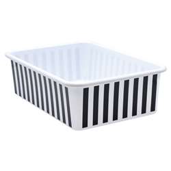 BLACK WHT STRIPES LARGE STORAGE BIN - TCR20418