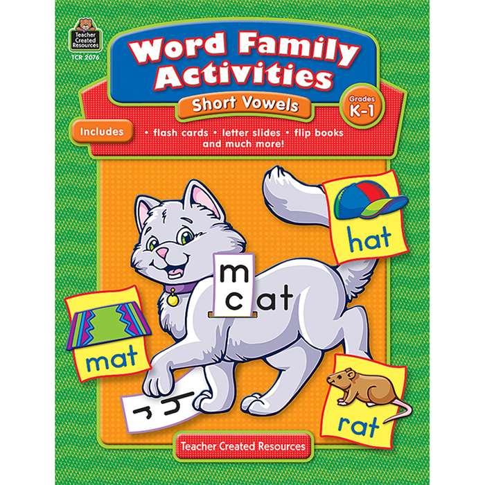 Word Family Activities Short Vowels Gr K-1 By Teacher Created Resources