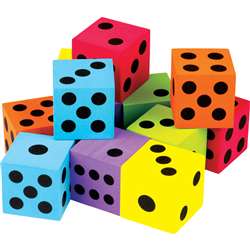 12 Pack Foam Colorful Large Dice, TCR20809