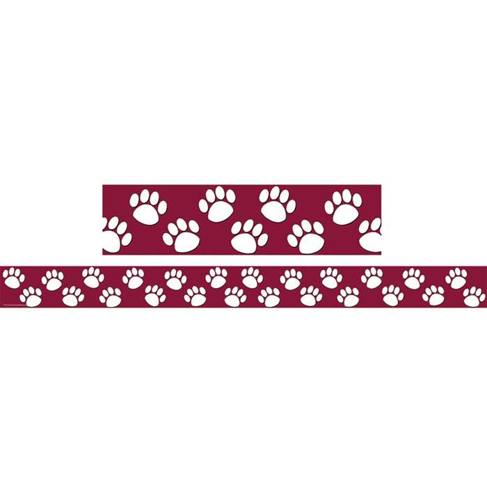 Maroon With White Paw Prints Straight Border Trim By Teacher Created Resources