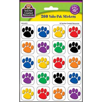 Colorful Paw Print Stickers Value Pack By Teacher Created Resources