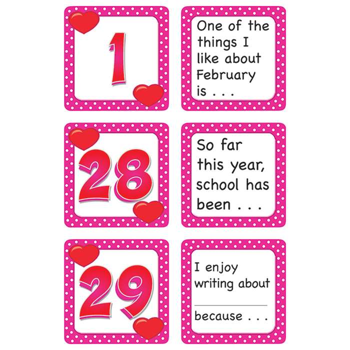 February Polka Dots Calendar Days Story Starters By Teacher Created Resources