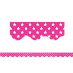 Pink With White Stars Scalloped Border Trim, TCR5091