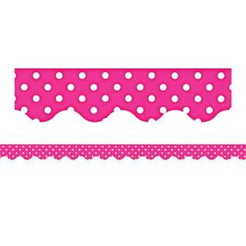 Hot Pink Polka Dots Scalloped Border Trim By Teacher Created Resources