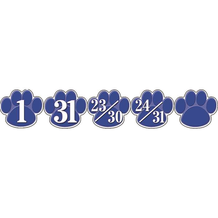 Calendar Days Blue Paw Prints By Teacher Created Resources