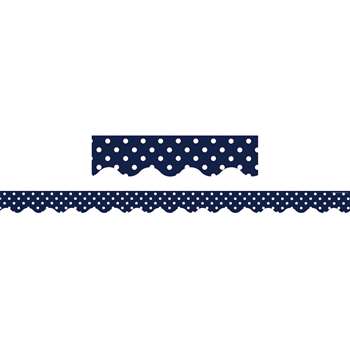 Shop Navy Polka Dots Scalloped Border Trim - Tcr5432 By Teacher Created Resources
