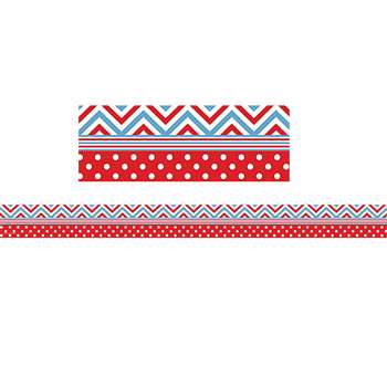 Shop Red & Blue Chevrons & Dots Straight Border Trim - Tcr5523 By Teacher Created Resources