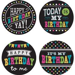 Happy Birthday Wear Em Badges Chalkboard Brights, TCR5601