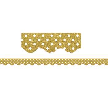 Gold Plka Dot Scalloped Border Trim Confetti, TCR5610