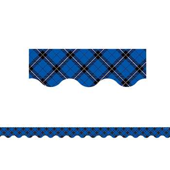 Blue Plaid Scalloped Border Trim, TCR5659