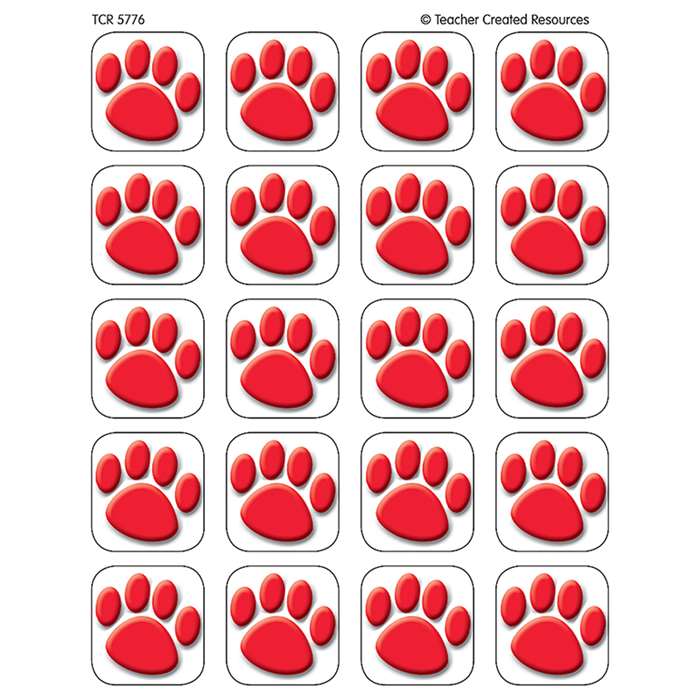 Stickers Red Paw Prints By Teacher Created Resources