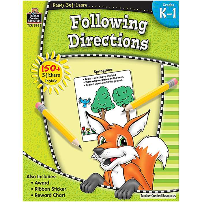 Ready Set Lrn Following Directions Grade K-1 By Teacher Created Resources