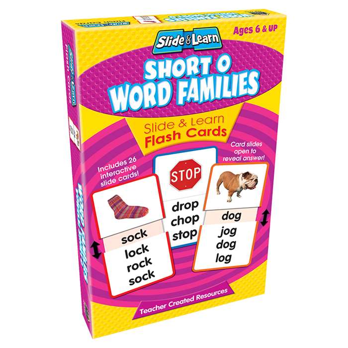 Vowels Short O Word Families Slide & Learn Flash Cards By Teacher Created Resources