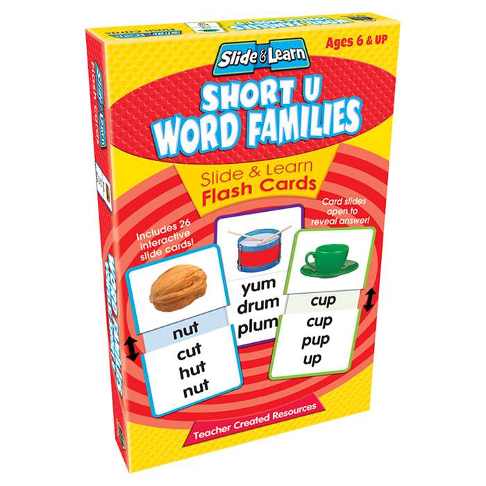 Vowels Short U Word Families Slide & Learn Flash Cards By Teacher Created Resources