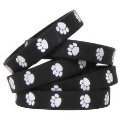 Black W White Paw Prints Wristbands, TCR6570