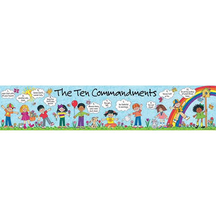Childrens Ten Commandments Banner 8 X 39 Vertical By Teacher Created Resources