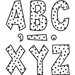 Blk Paint Dots 7&quot; Fun Font Letters, TCR70102