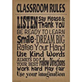 Burlap Classroom Rules Poster, TCR7403