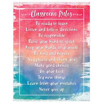 Watercolor Classroom Rules Chart, TCR7554