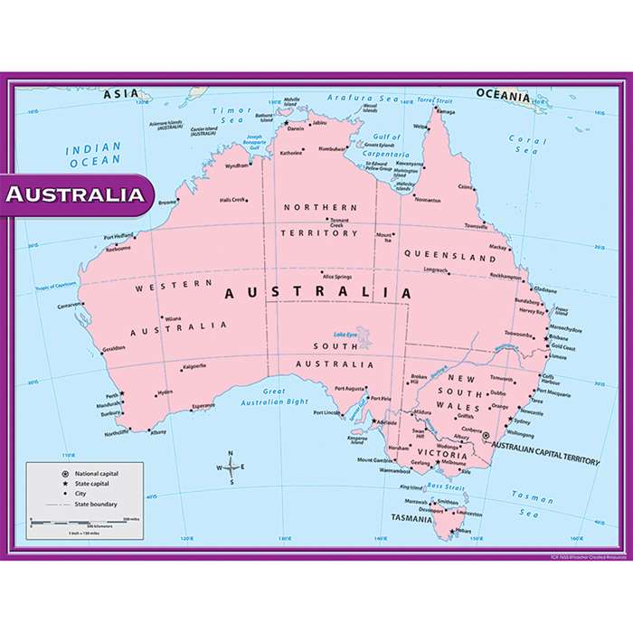 Australia Map Chart 17X22 By Teacher Created Resources