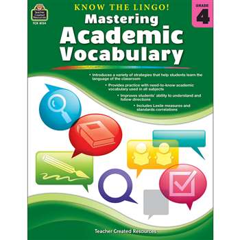 Know The Lingo Gr 4 Mastering Academic Vocabulary, TCR8134