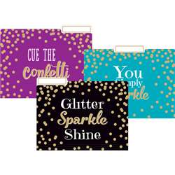 Gold Foil Confetti File Folders, TCR8537