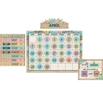 Rustic Bloom Calendar Bulletin Board St, TCR8593